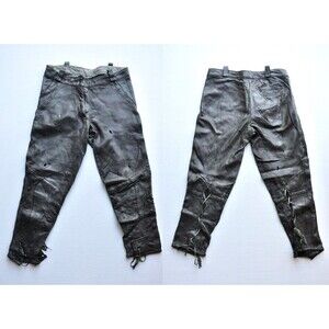 Vintage Black Leather Pants Soft Supple Womens Leather Pants Holes Details XS S